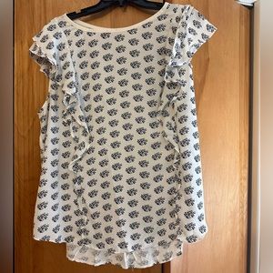 Black and White LOFT Patterned Blouse